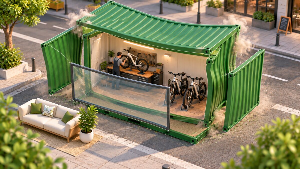 Container Concerta Bikes em transição de montagem